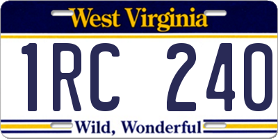WV license plate 1RC240