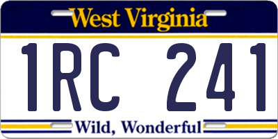 WV license plate 1RC241