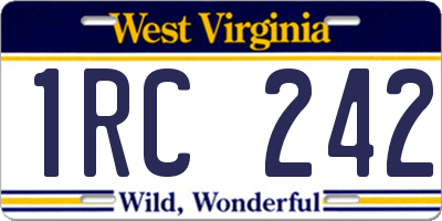 WV license plate 1RC242