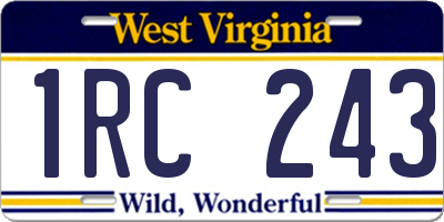 WV license plate 1RC243