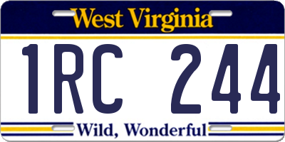 WV license plate 1RC244