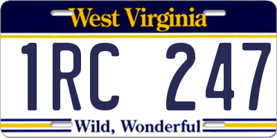 WV license plate 1RC247