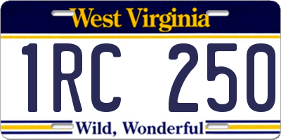 WV license plate 1RC250