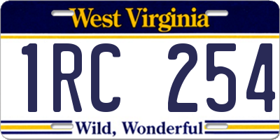 WV license plate 1RC254