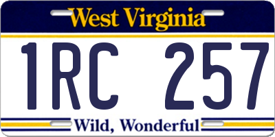 WV license plate 1RC257