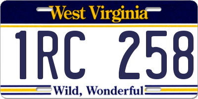 WV license plate 1RC258
