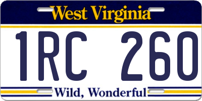 WV license plate 1RC260