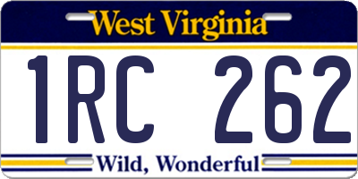 WV license plate 1RC262
