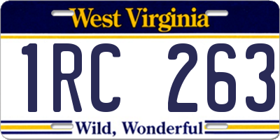 WV license plate 1RC263