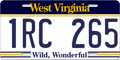 WV license plate 1RC265