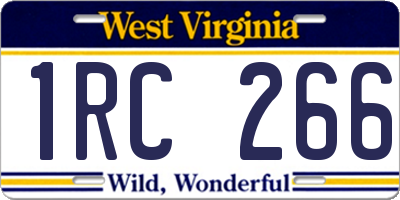 WV license plate 1RC266