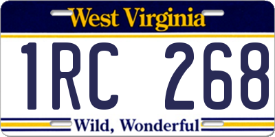 WV license plate 1RC268