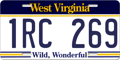 WV license plate 1RC269