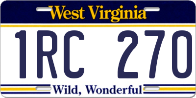 WV license plate 1RC270