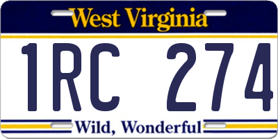 WV license plate 1RC274