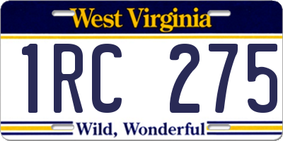 WV license plate 1RC275