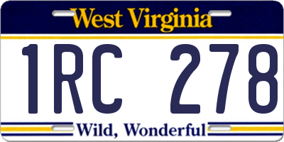 WV license plate 1RC278