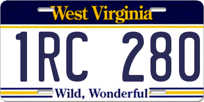 WV license plate 1RC280