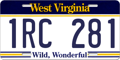 WV license plate 1RC281
