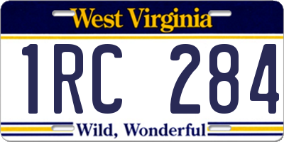WV license plate 1RC284