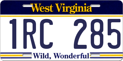 WV license plate 1RC285