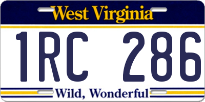 WV license plate 1RC286
