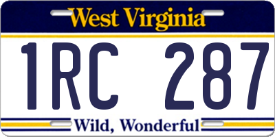 WV license plate 1RC287