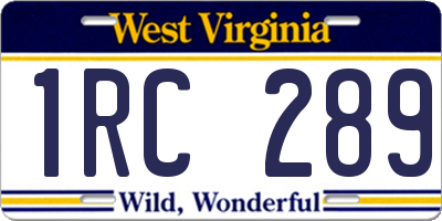 WV license plate 1RC289