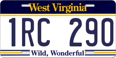 WV license plate 1RC290