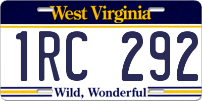 WV license plate 1RC292