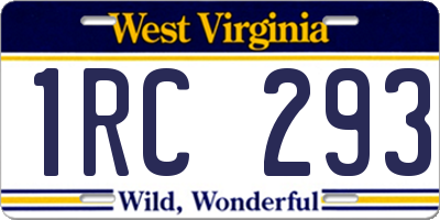 WV license plate 1RC293