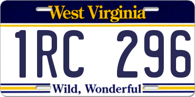 WV license plate 1RC296