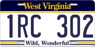 WV license plate 1RC302
