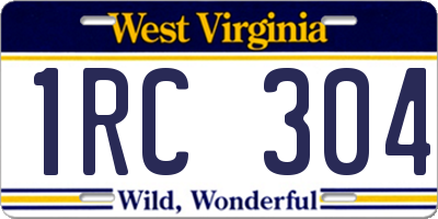 WV license plate 1RC304