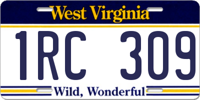WV license plate 1RC309
