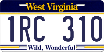 WV license plate 1RC310