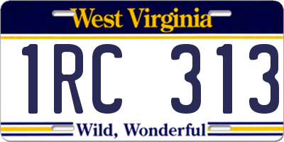 WV license plate 1RC313
