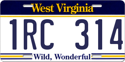 WV license plate 1RC314