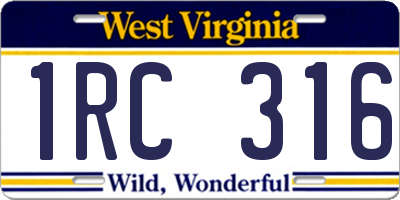WV license plate 1RC316