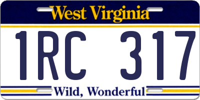 WV license plate 1RC317