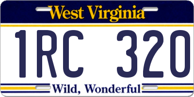 WV license plate 1RC320