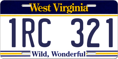 WV license plate 1RC321