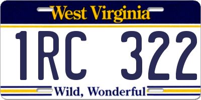 WV license plate 1RC322
