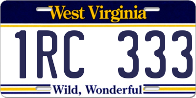 WV license plate 1RC333