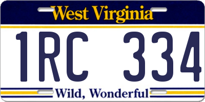 WV license plate 1RC334
