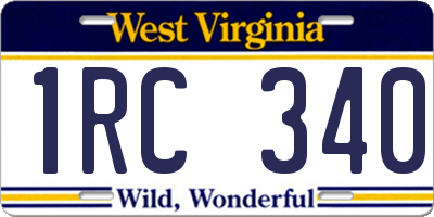 WV license plate 1RC340