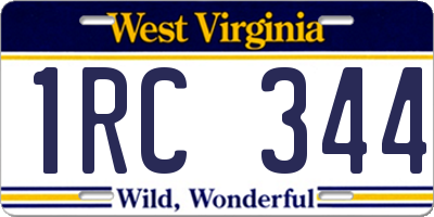 WV license plate 1RC344