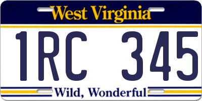 WV license plate 1RC345