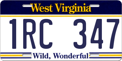 WV license plate 1RC347