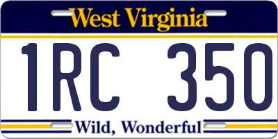 WV license plate 1RC350